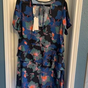 Floral Asymetric dream with peplum NWT size 16